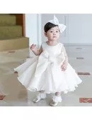 Super Cute Big Bow Ivory Princess Flower Girl Dress For Formal
