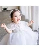 Designer White Puffy Flower Girls Toddler Pageant Dress For Weddings Formal