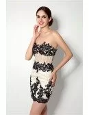 Unique White And Black Lace Mini Prom Dress With Removable Skirt