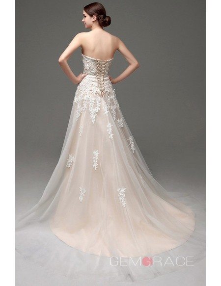 A-line Sweetheart Court Train Wedding Dress
