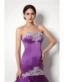 Fitted Trumpet Purple Formal Dress Backless With Beading Lace