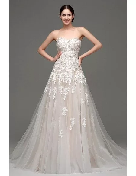 A-line Sweetheart Court Train Wedding Dress