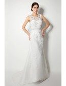 A-line Scoop Court Train Wedding Dress