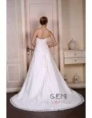 Ball-Gown Strapless chapel Train Lace Wedding Dress With Beading