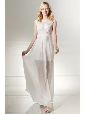 Elegant Long White Evening Dress With Special Lace Beading Top