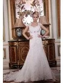 Mermaid Sweetheart Chapel Train Tulle Wedding Dress With Beading Appliquer Lace