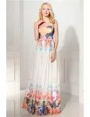 Unique Floral Printed Formal Dress Long Cheap For Women 2018