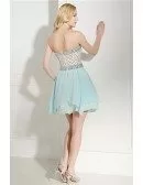 Cute Short Teal Beaded Homecoming Dress Strapless For Teens