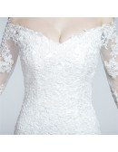 Mermaid Fitted Sexy Lace Wedding Dress With Off The Shoulder Sleeves