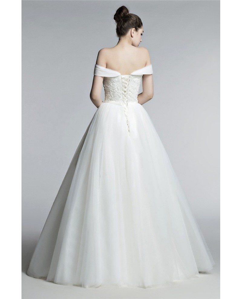 Off Shoulder Princess Wedding Dress Ball Gown With Lace Beading Bodice ...