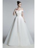 Off Shoulder Princess Wedding Dress Ball Gown With Lace Beading Bodice