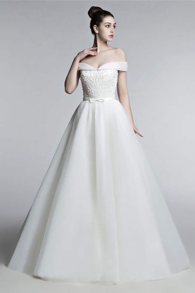 Off Shoulder Princess Wedding Dress Ball Gown With Lace Beading Bodice ...