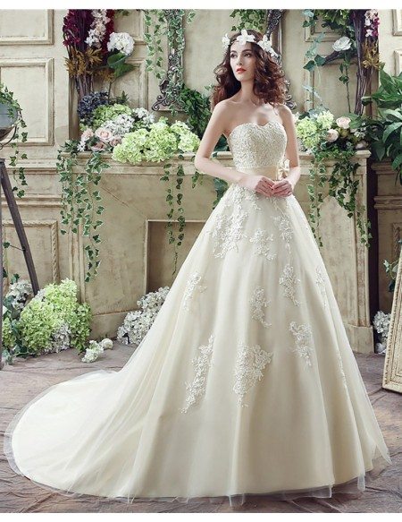 Casual Champagne Bridal Dress Ball Gown For 2018 Weddings