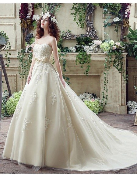 Casual Champagne Bridal Dress Ball Gown For 2018 Weddings