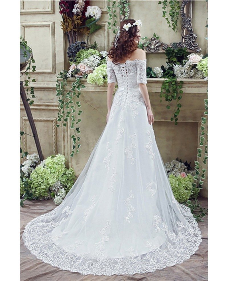 Cheap Gorgeous Princess Lace Wedding Dress With Off The Shoulder ...