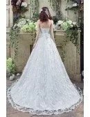 Cheap Ball Gown Lace Wedding Dress With Waist Beading Ribbon