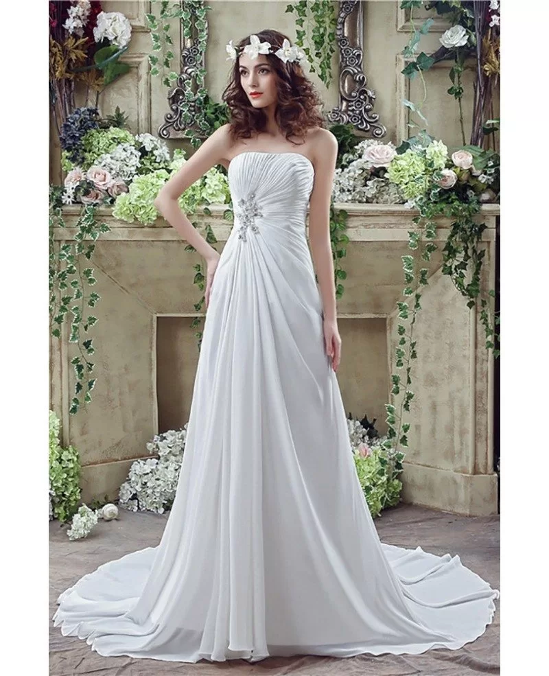 Simple Chiffon Summer Bridal Dress For Destination Weddings H76023