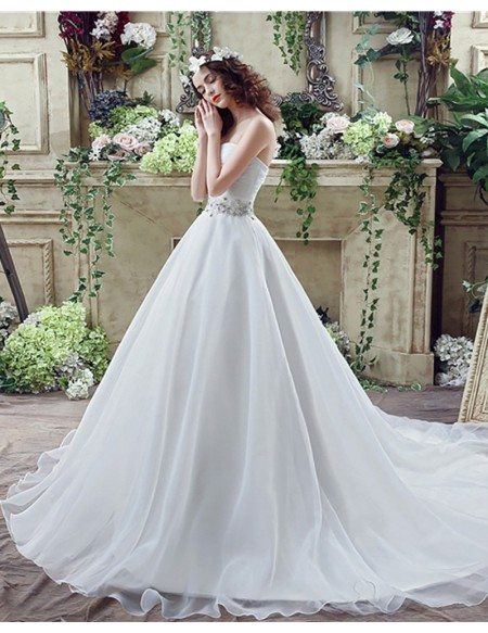 Cheap Corset Ballroom Bridal Dress With Beaded Lace Waist