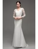 Cheap Vintage V Neck Lace Wedding Dress Fitted With 3/4 Sleeves