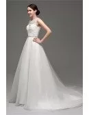 Cheap Elegant Petite Lace Wedding Dress With Sheer Back