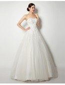Inexpensive Strapless Lace Ballroom Bridal Gown For Weddings 2018