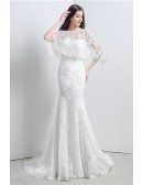 Cheap Trumpet Bodycon Wedding Dress All Lace With Jacket