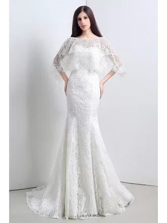Cheap Trumpet Bodycon Wedding Dress All Lace With Jacket