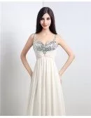 Elegant Cream Beach Wedding Dress Simple With Beading Straps