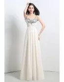 Elegant Cream Beach Wedding Dress Simple With Beading Straps