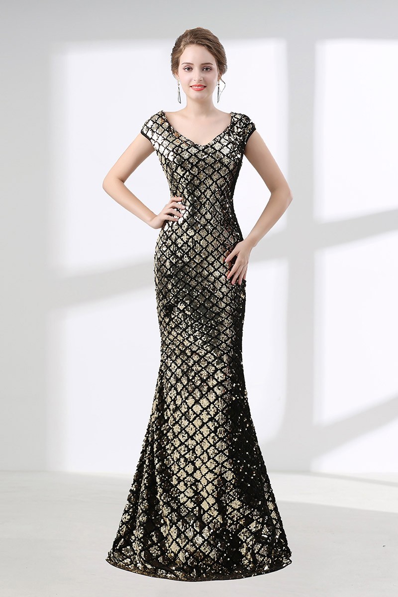 black and gold mermaid gown