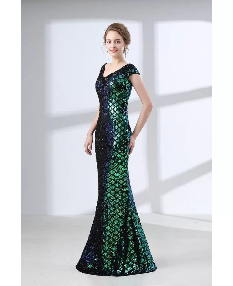 Fitted Mermaid Sparkly Green Prom Dress With Shiny Sequins #CH6603 ...