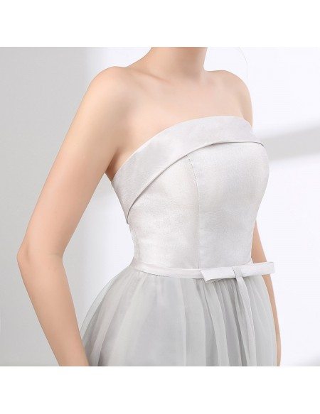 Cheap Long Grey Homecoming Dress For Teens With Sweetheart Neck