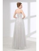 Cheap Long Grey Homecoming Dress For Teens With Sweetheart Neck
