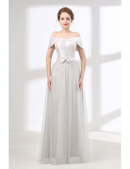 Cheap Off The Shoulder Formal Dress Long In Dusty Grey #CH6608 ...