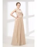 Cheap Champagne Long Prom Dress Sequined For Teens 2018