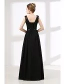 Inexpensive Sequined Black Prom Dress Long V Neck 2018