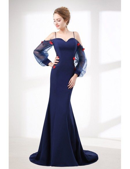long navy evening gown