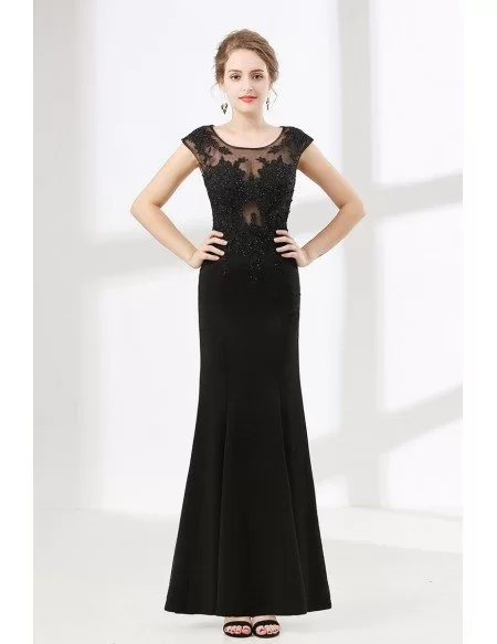 petite long black formal dresses