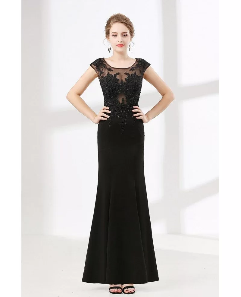 Floor Length Petite Black Formal Dress 