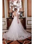Ball-Gown Sweetheart Sweep Train Tulle Wedding Dress With Beading Appliquer Lace