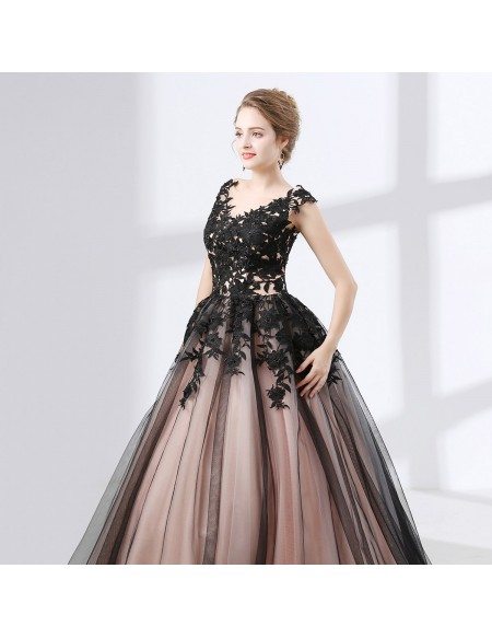Country Ball Gown Black Quinceanera Dress Long Train With Lace Bodice # ...
