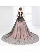 Country Ball Gown Black Quinceanera Dress Long Train With Lace Bodice