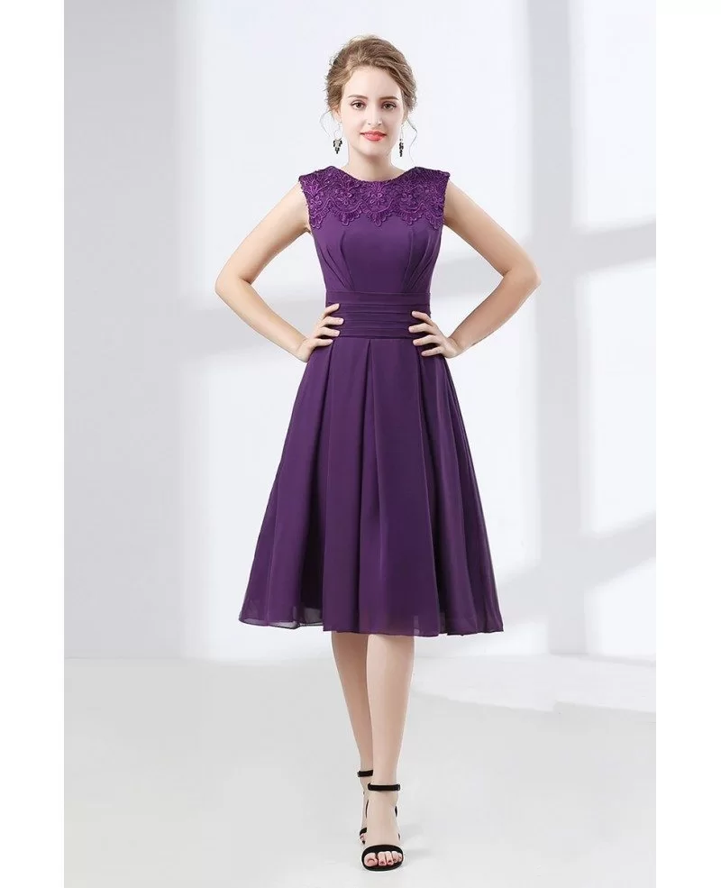 Cheap Purple Knee Length Prom Dress ...
