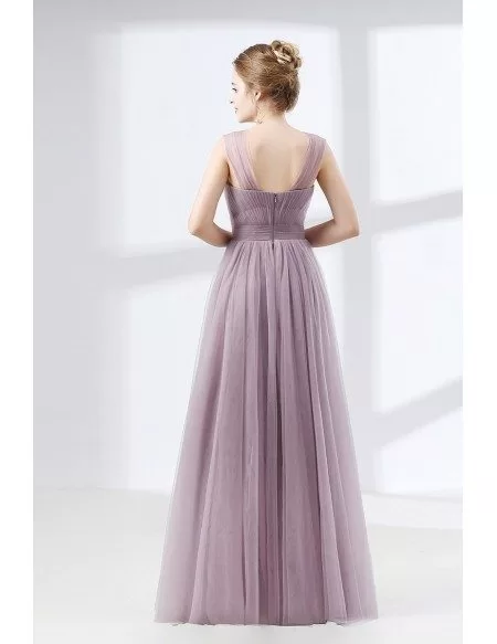 Cheap Tulle Long Homecoming Dress Dusty Lavender Under $100