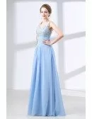 Really Cheap Sky Blue Prom Dress With Sequin Bodice Under $100