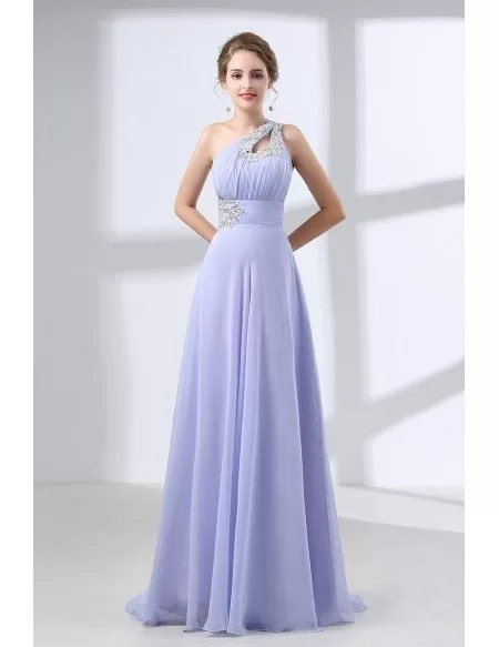 A Line Long Chiffon Prom Dress With Lace Beading One Shoulder #CH6639 ...