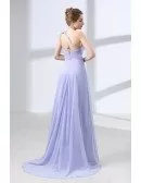 A Line Long Chiffon Prom Dress With Lace Beading One Shoulder