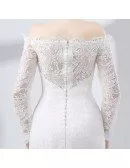 All Lace Cocktail Bridal Dress With Off Shoulder Long Sleeves
