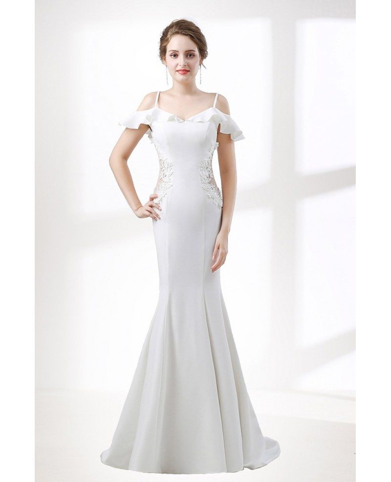 Trumpet Fitted Corset Wedding Dress With Off Shoulder Straps