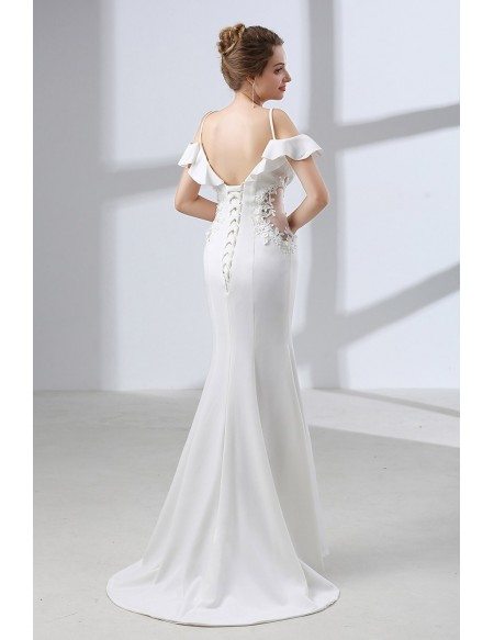 Trumpet Fitted Corset Wedding Dress With Off Shoulder Straps